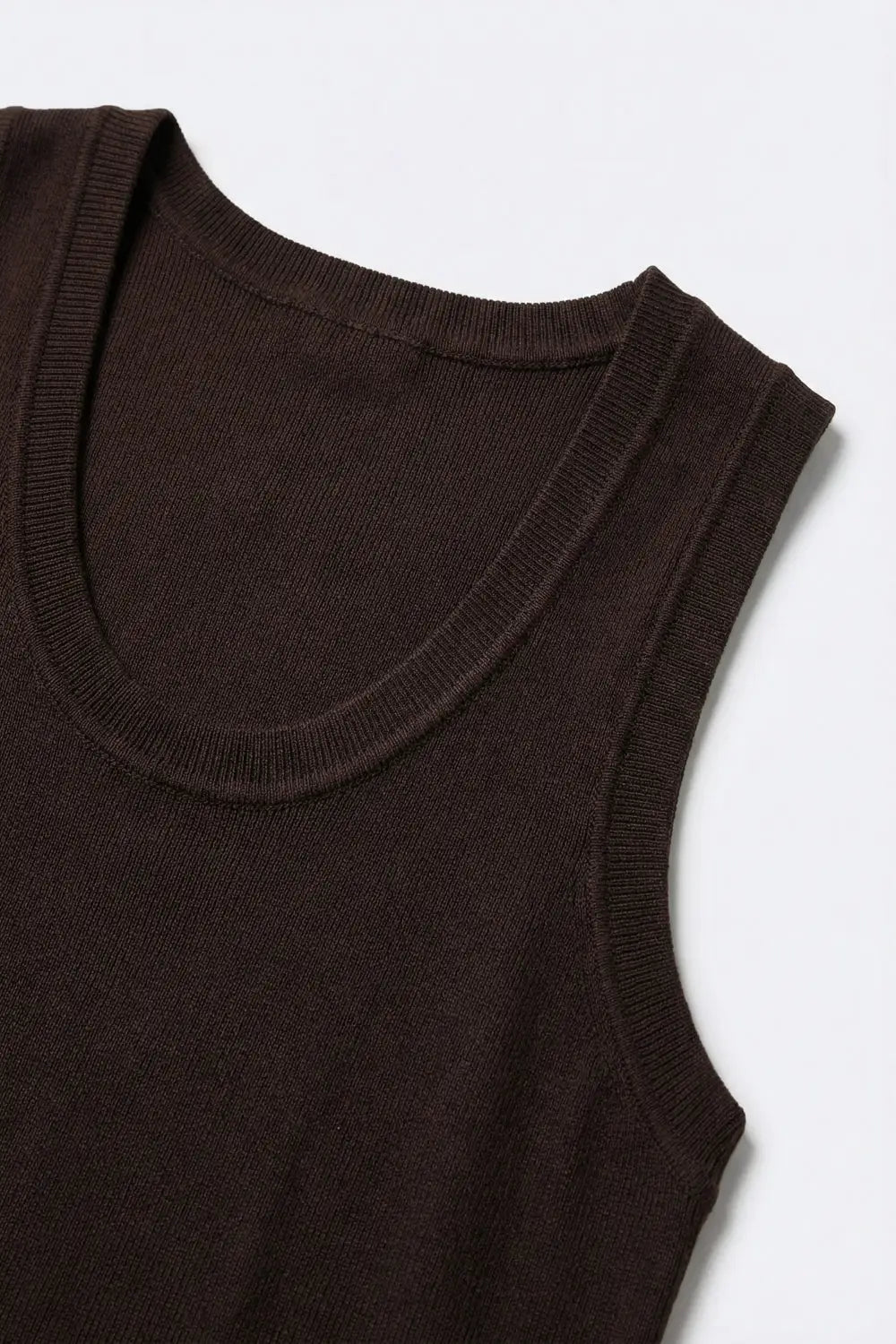 Brown Ribbed Knit Tank Top for Layering - BROWN / ONE - Tops