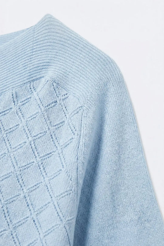 pattern Textured Knit Short Sleeve sweater in light blue - BLUE / ONE - Sweaters