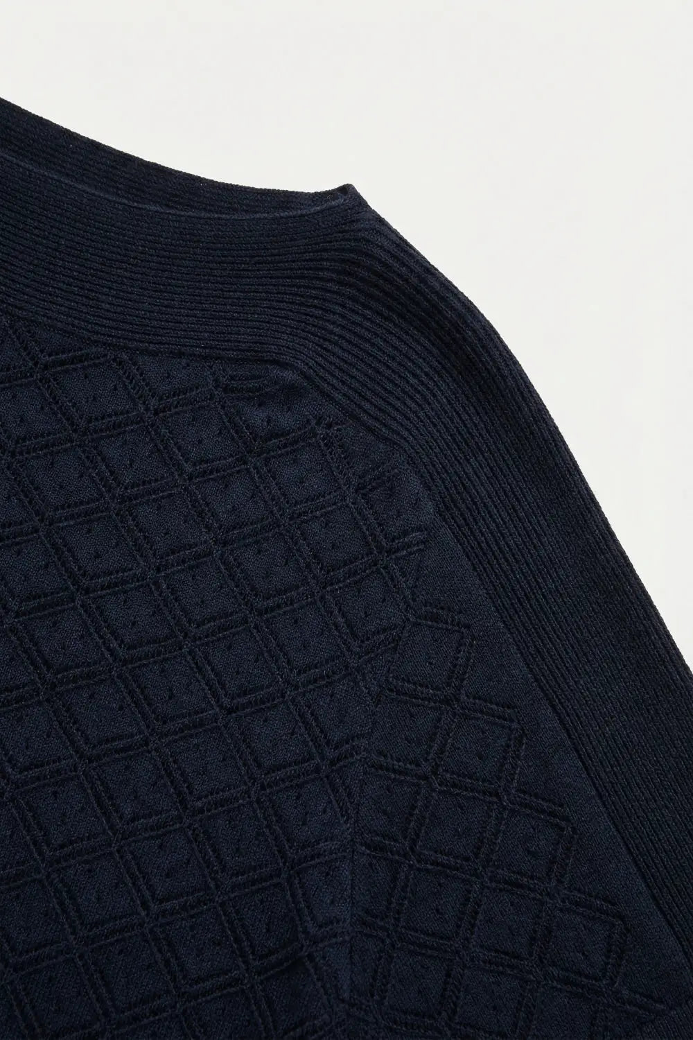 Textured pattern Knit Short Sleeve Sweater in navy - NAVY / ONE - Sweaters