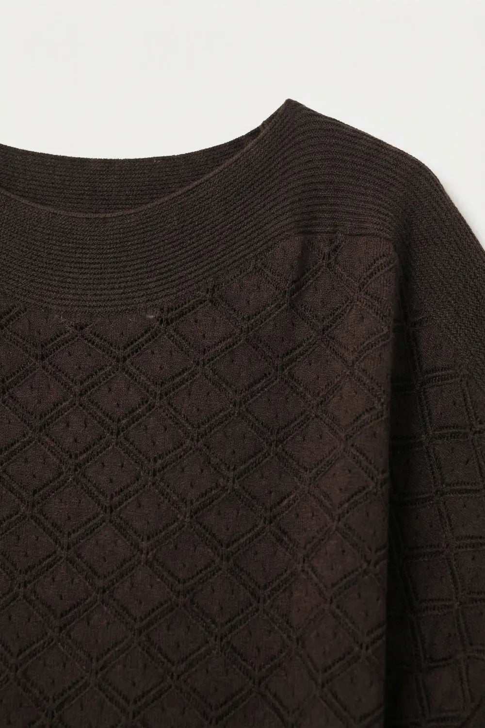 Brown Knit Short Sleeve Relaxed Fit Sweater - BROWN / ONE - Sweaters