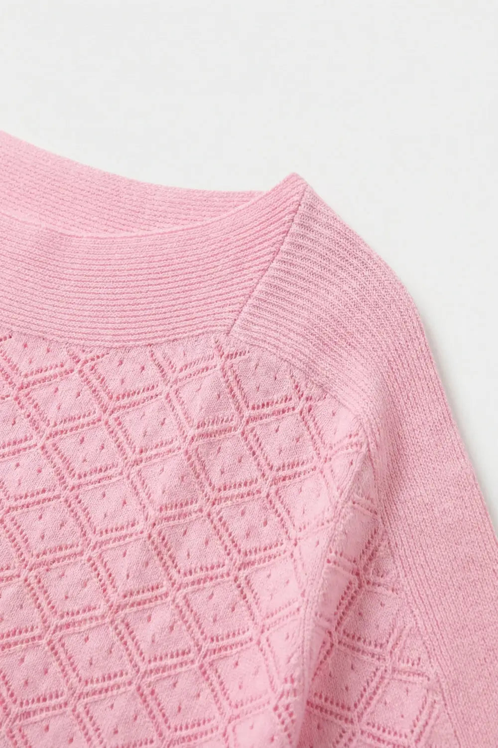 Pattern Textured Knit Short Sleeve Sweater in pink - PINK / ONE - Sweaters