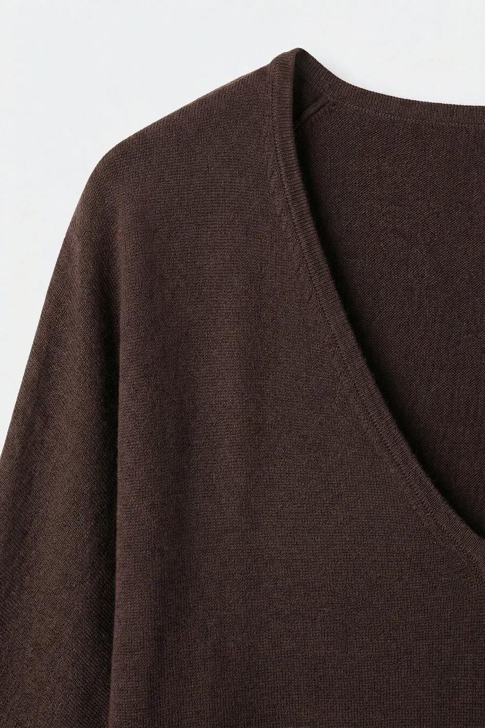 Brown Relaxed V-Neck Knit Top with Short Sleeves - BROWN / ONE - Sweaters