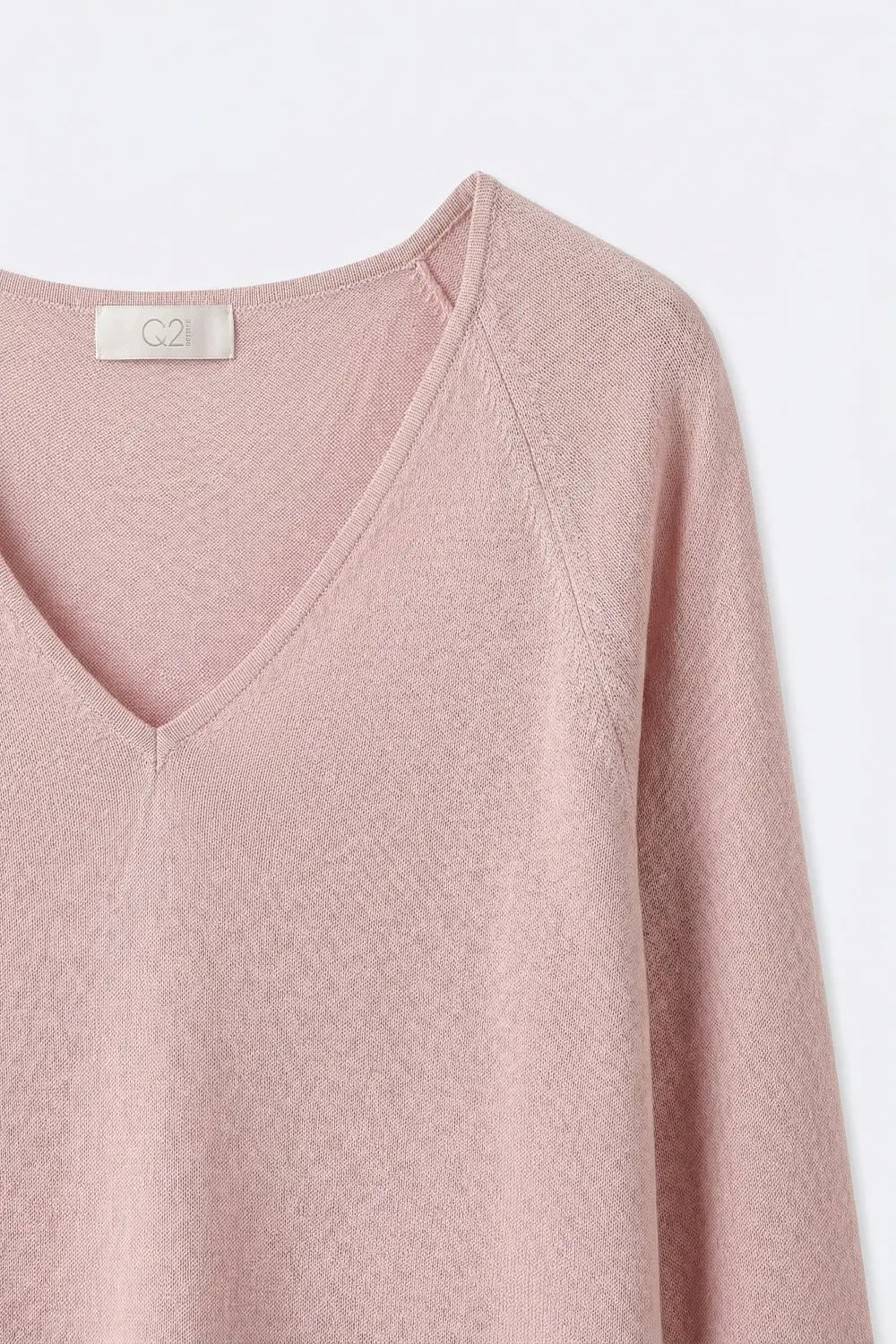 Dusty Pink V-Neck Relaxed Fit Knit Top - PINK / ONE - Sweaters