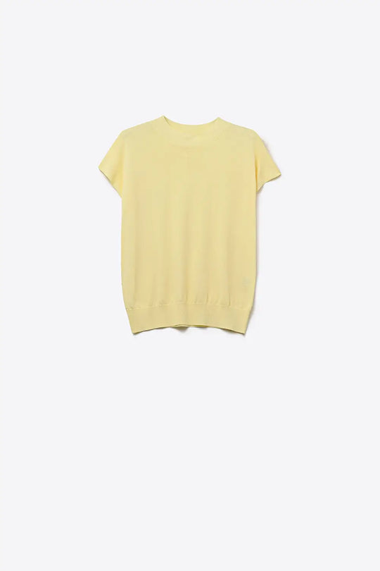 yellow turtleneck sweater with fitted short sleeves - YELLOW / ONE - Sweaters