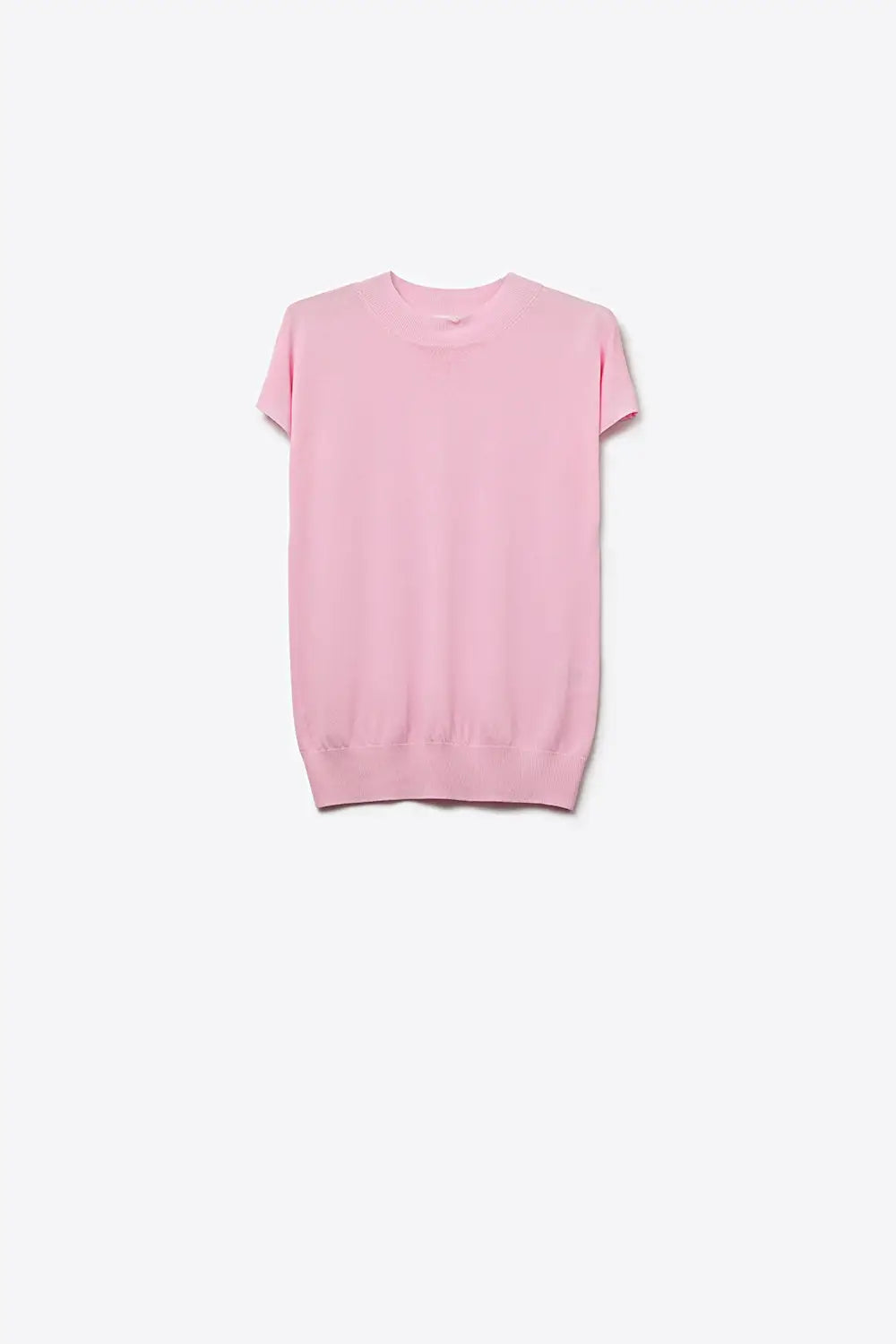 Baby pink turtleneck sweater with fitted short sleeves - PINK / ONE - Sweaters