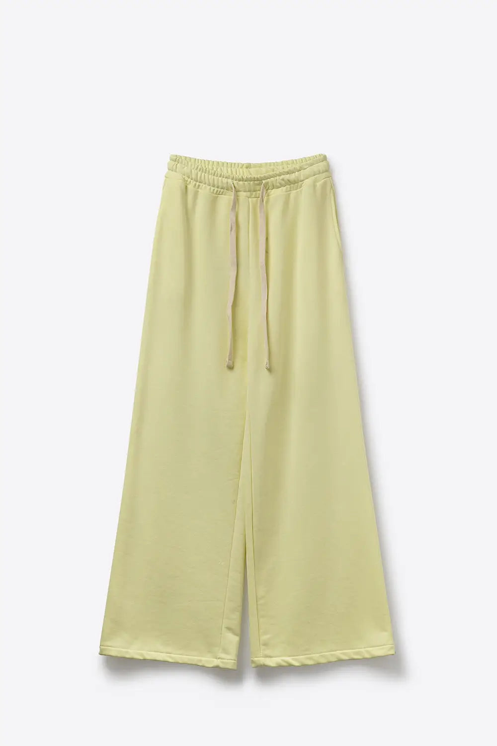 Yellow Knit Straight Fit Sweatpants with elastic waist and Tie - YELLOW / ONE - Pants
