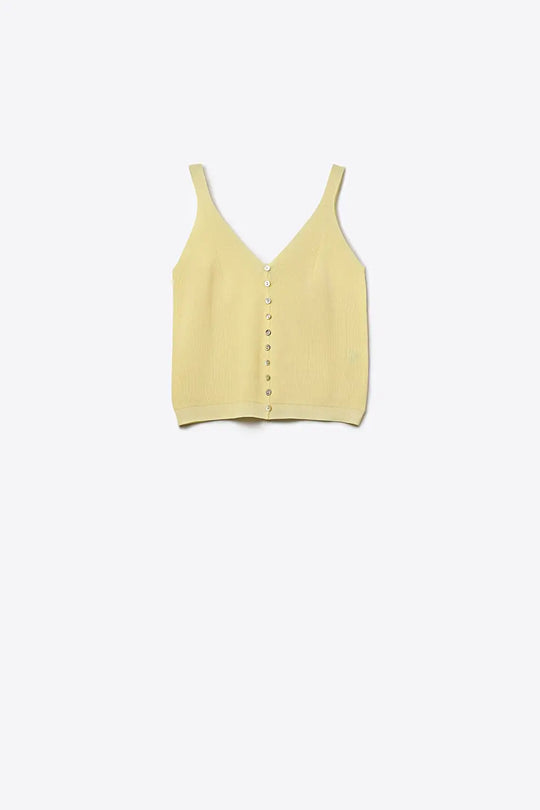 Knit Buttoned Crop Top in yellow color - YELLOW / ONE - Sweaters