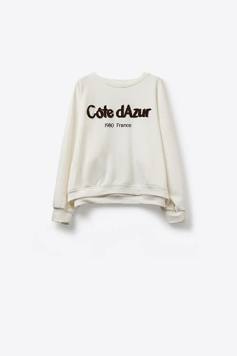 Côte d’Azur Embroidered Cream Sweatshirt - CREAM / ONE - Sweaters