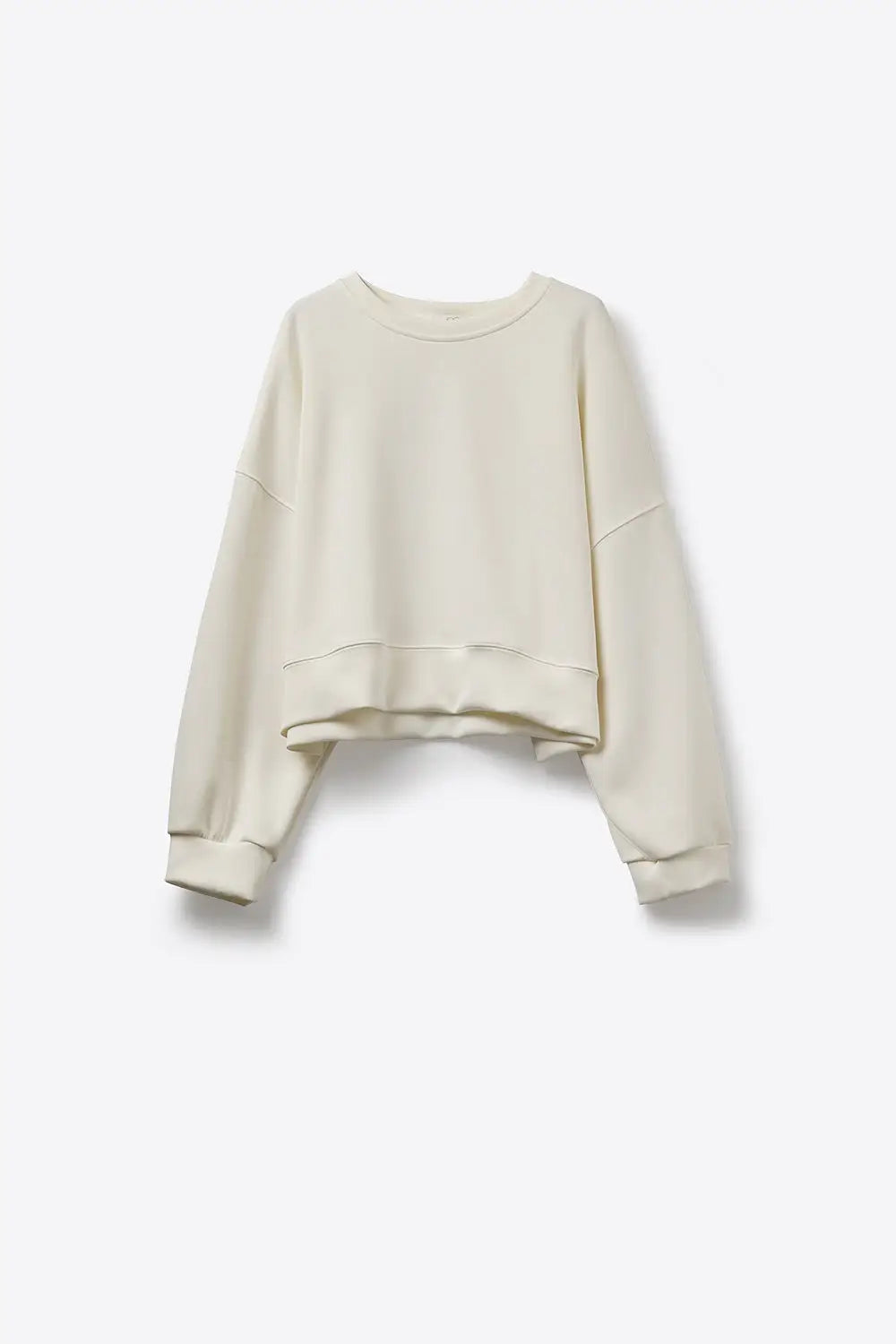 Crew Neck Dropped Shoulder Basic Sweatshirt in Cream - CREAM / ONE - Sweaters