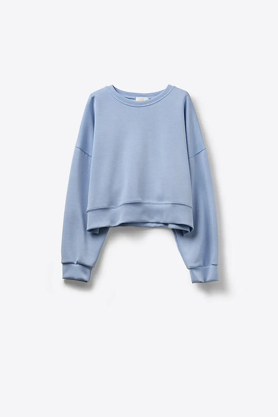 Crew Neck Dropped Shoulder Basic Sweatshirt in Blue - BLUE / ONE - Sweaters