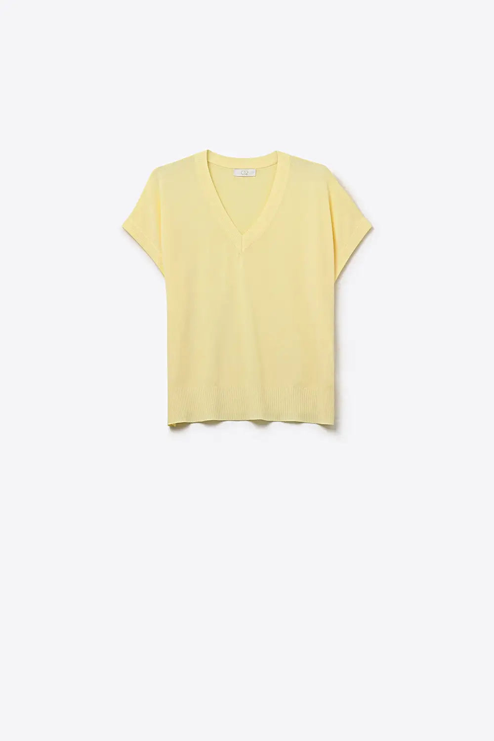 Fine Lightweight Knit Sweater with Wide V-Neck in Yellow - YELLOW / ONE - Sweaters