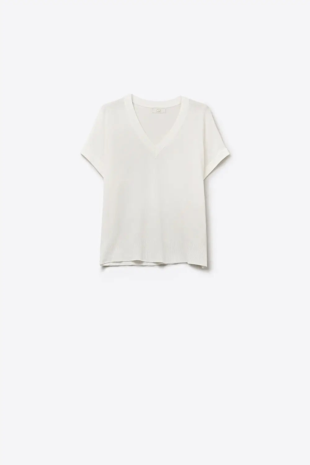 V-Neck Short Sleeve fine Knit sweater in white color - WHITE / ONE - Sweaters