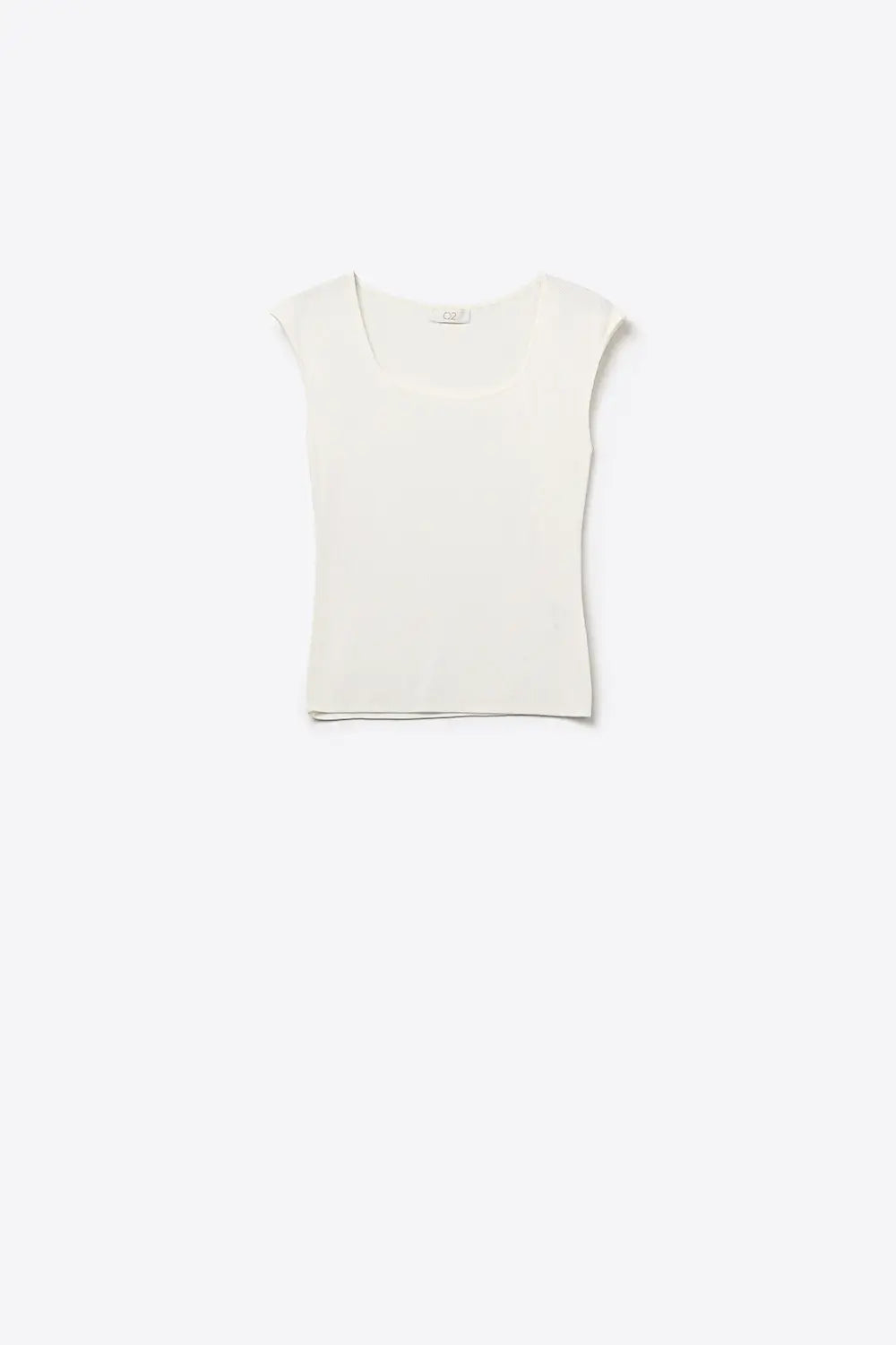 White Ribbed Knit Scoop Neck sweater in lightweight knit - WHITE / ONE - Sweaters