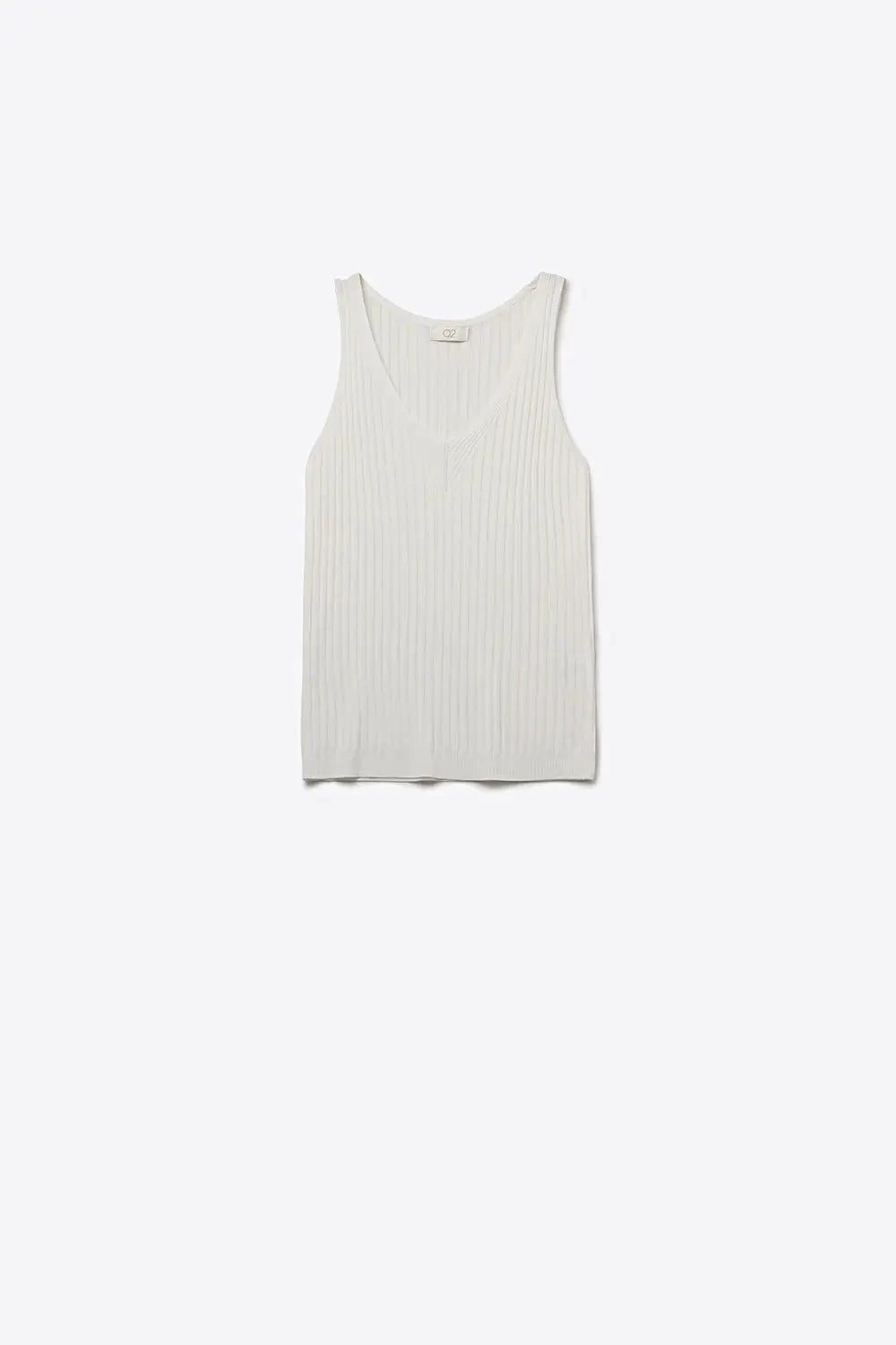 White Ribbed V-Neck Sleeveless Knit Tank Top - WHITE / ONE - Tops