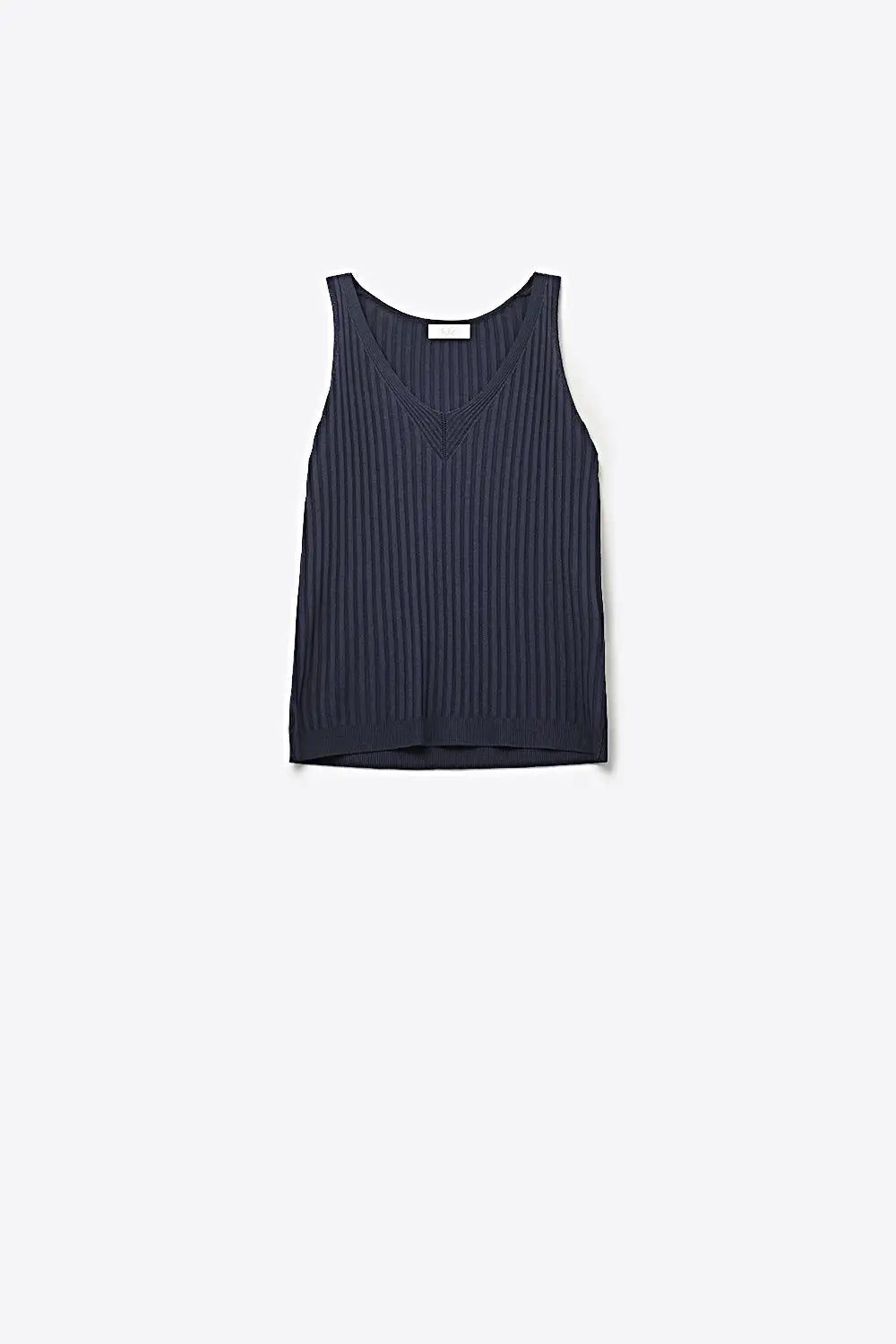 Navy Ribbed Knit V-Neck Tank Top - NAVY / ONE - Tops