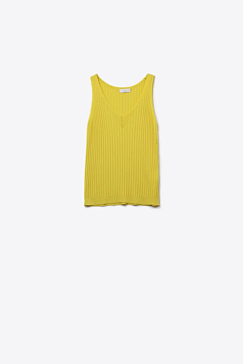 Yellow Ribbed Knit V-Neck Tank Top - YELLOW / ONE - Tops