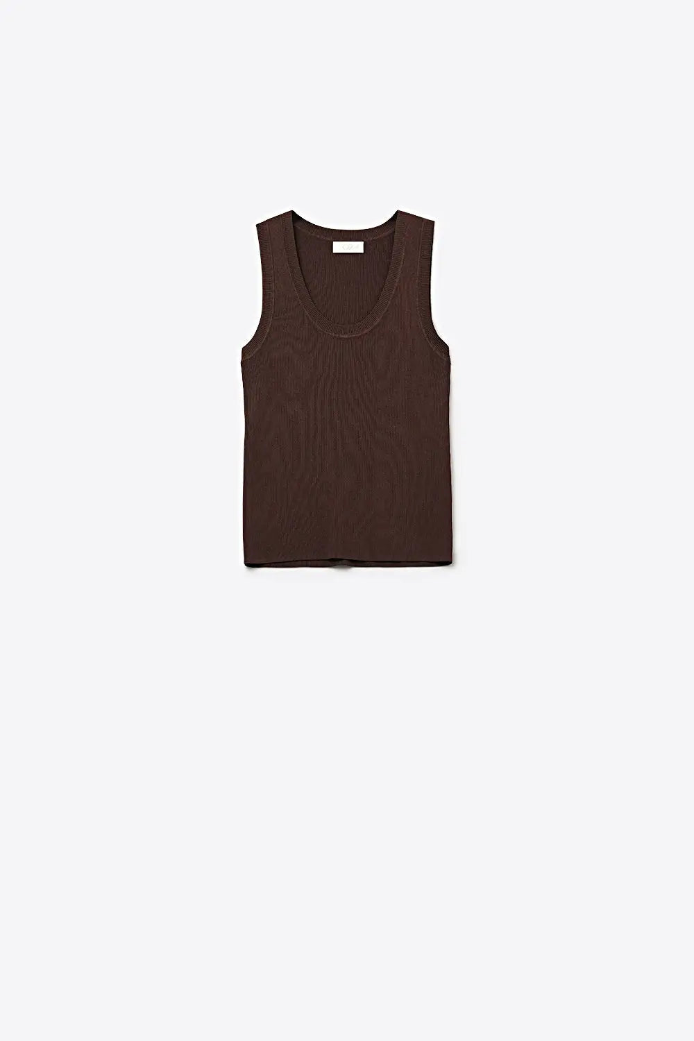 Brown Ribbed Knit Tank Top for Layering - BROWN / ONE - Tops