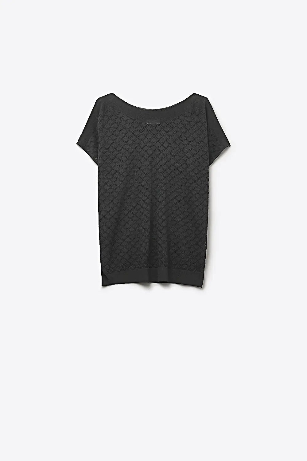 Black Textured Knit Short Sleeve Sweater Top - BLACK / ONE - Sweaters
