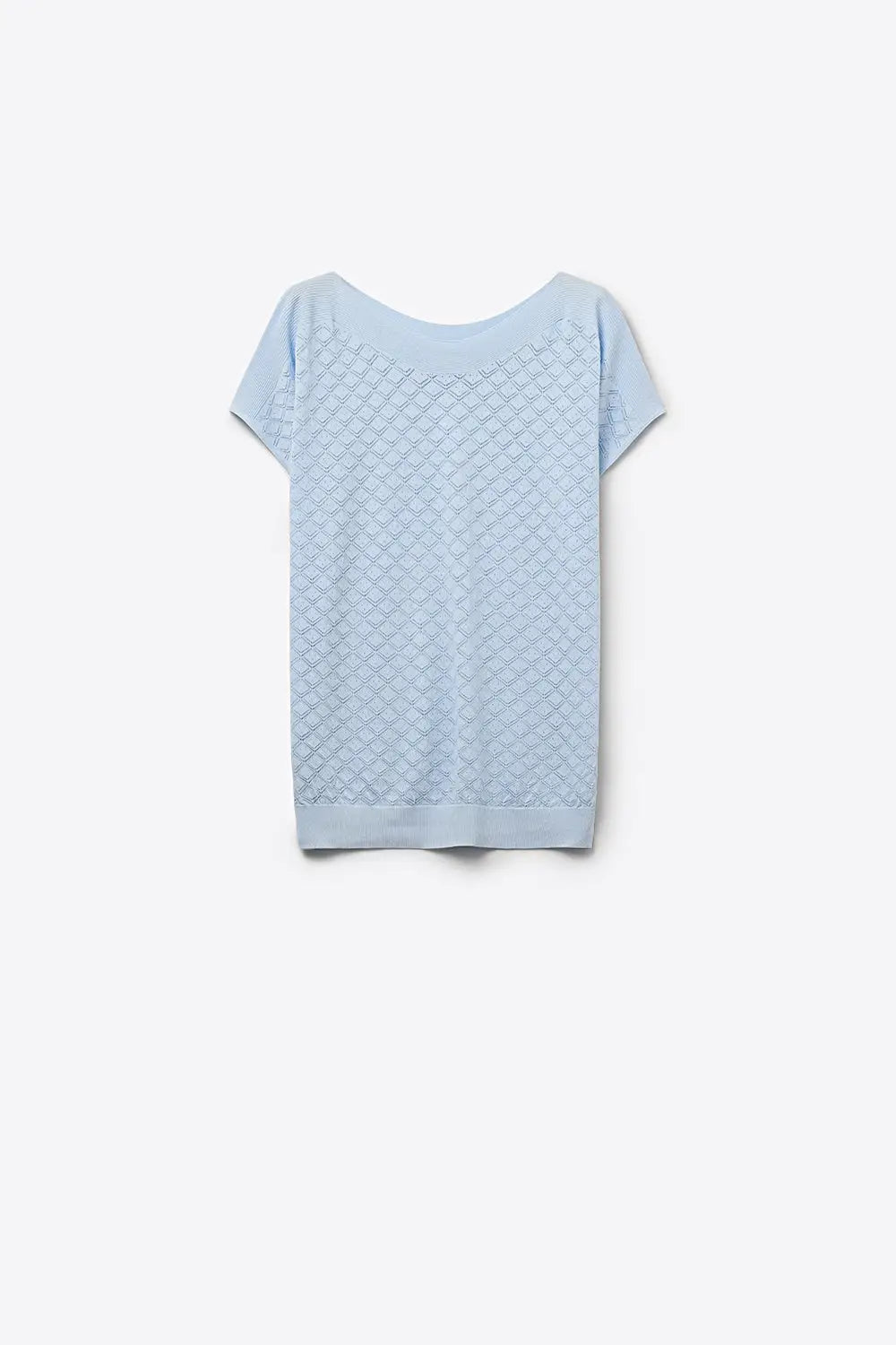 pattern Textured Knit Short Sleeve sweater in light blue - BLUE / ONE - Sweaters