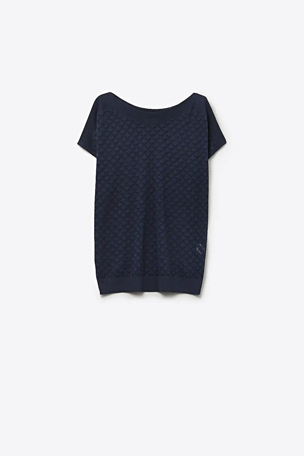 Textured pattern Knit Short Sleeve Sweater in navy - NAVY / ONE - Sweaters