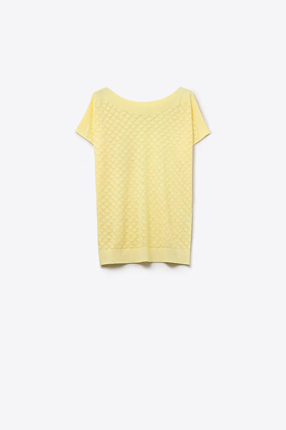 pattern Textured Knit Short Sleeve Sweater in yellow - YELLOW / ONE - Sweaters