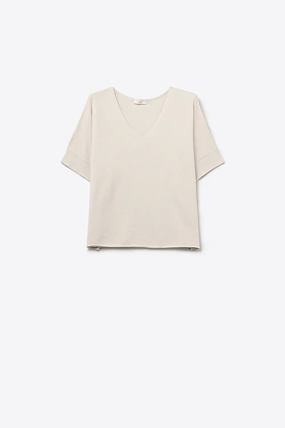 V-Neck Relaxed Fit Short Sleeve sweater in beige - BEIGE / ONE - Sweaters