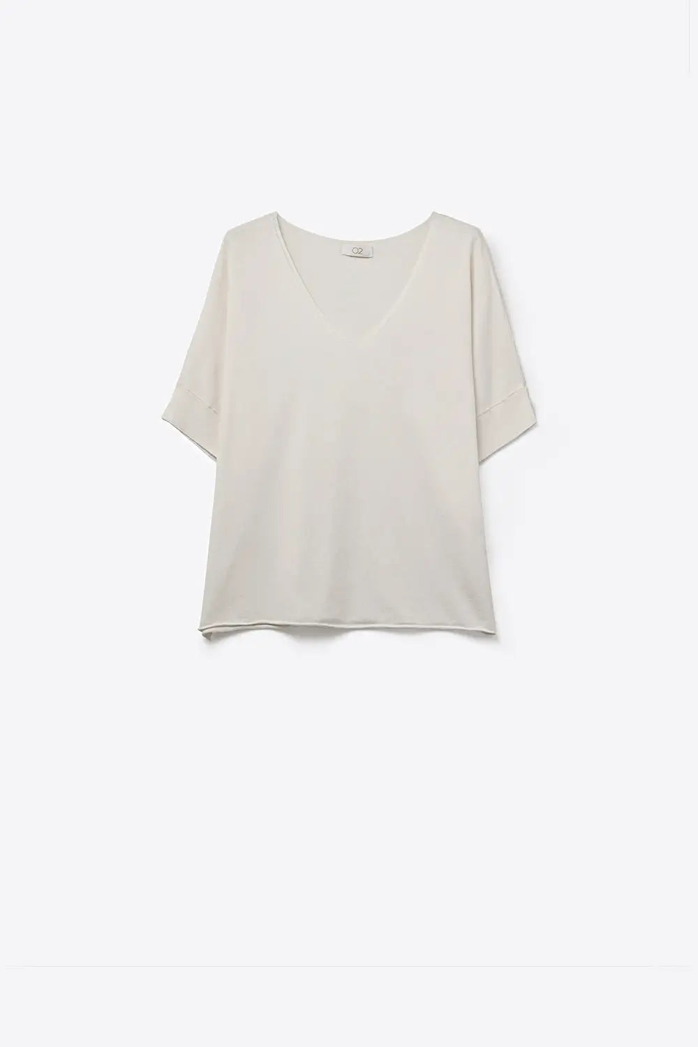White Relaxed Fit V-Neck Short Sleeve sweater - WHITE / ONE - Sweaters