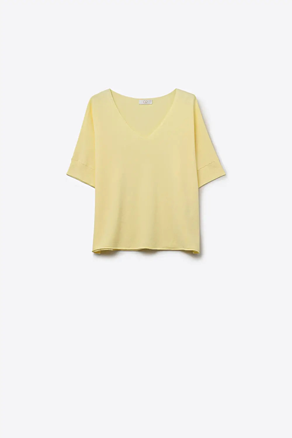 butter Yellow V-Neck Relaxed Fit Short Sleeve sweater - YELLOW / ONE - Sweaters