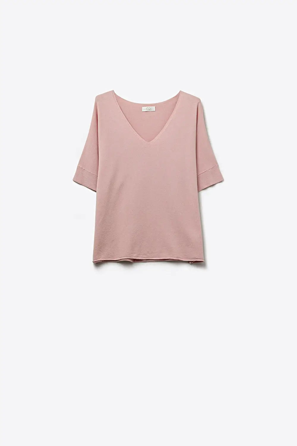 Dusty Pink V-Neck Relaxed Fit Knit Top - PINK / ONE - Sweaters