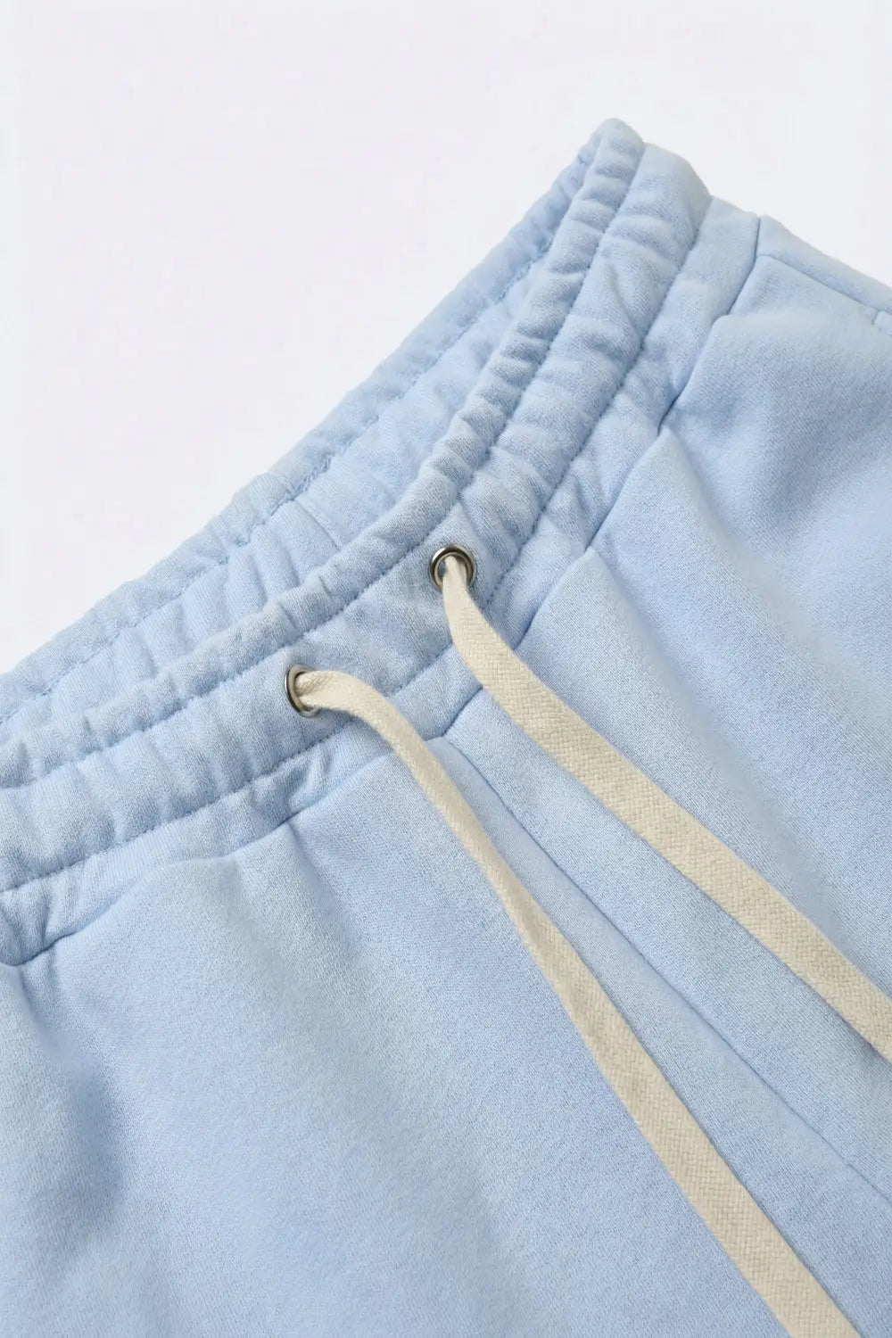 Baby Blue Knit Straight Fit Sweatpants with elastic waist and Tie - BLUE / ONE - Pants