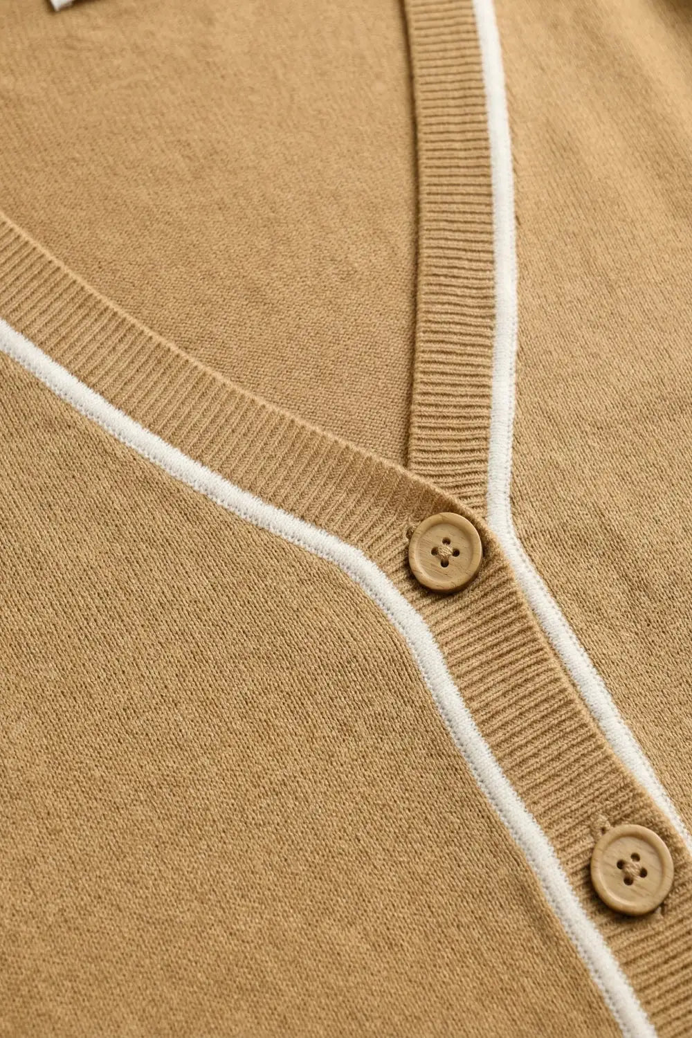 Camel Fine Knit Cardigan with Contrast Trim in white - CAMEL / ONE - Cardigans