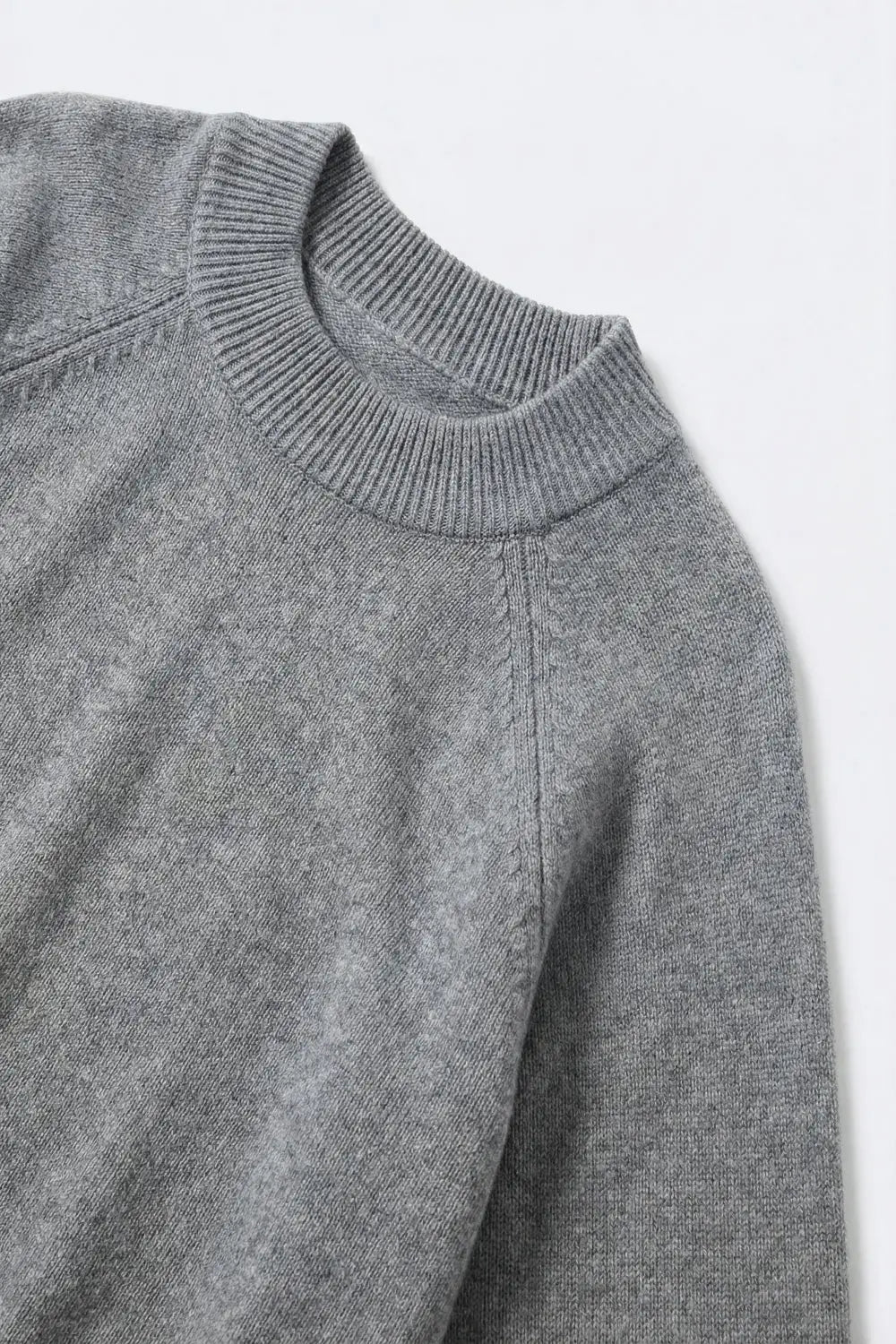 Grey Ribbed Knit Sweater with Balloon Sleeves - GRAY / ONE - Sweaters