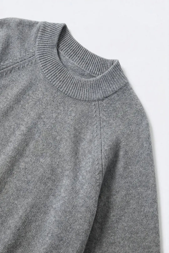 Grey Ribbed Knit Sweater with Balloon Sleeves - GRAY / ONE - Sweaters