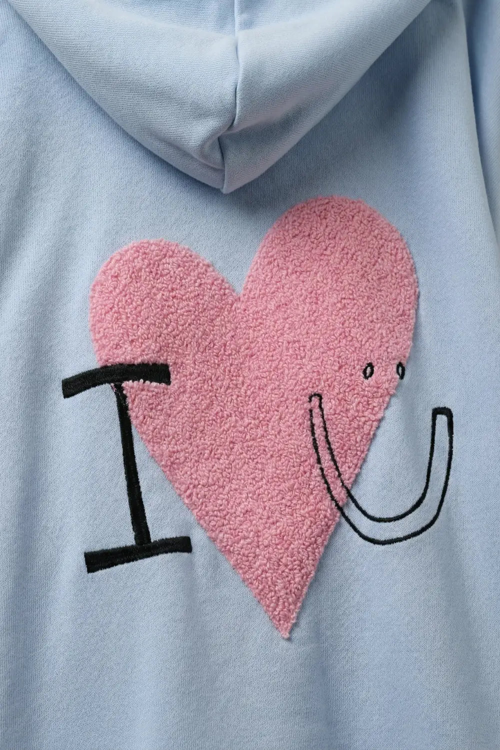 Baby Blue Super-Soft Hoodie with Bouclé Heart Graphic - BLUE / ONE - Sweaters