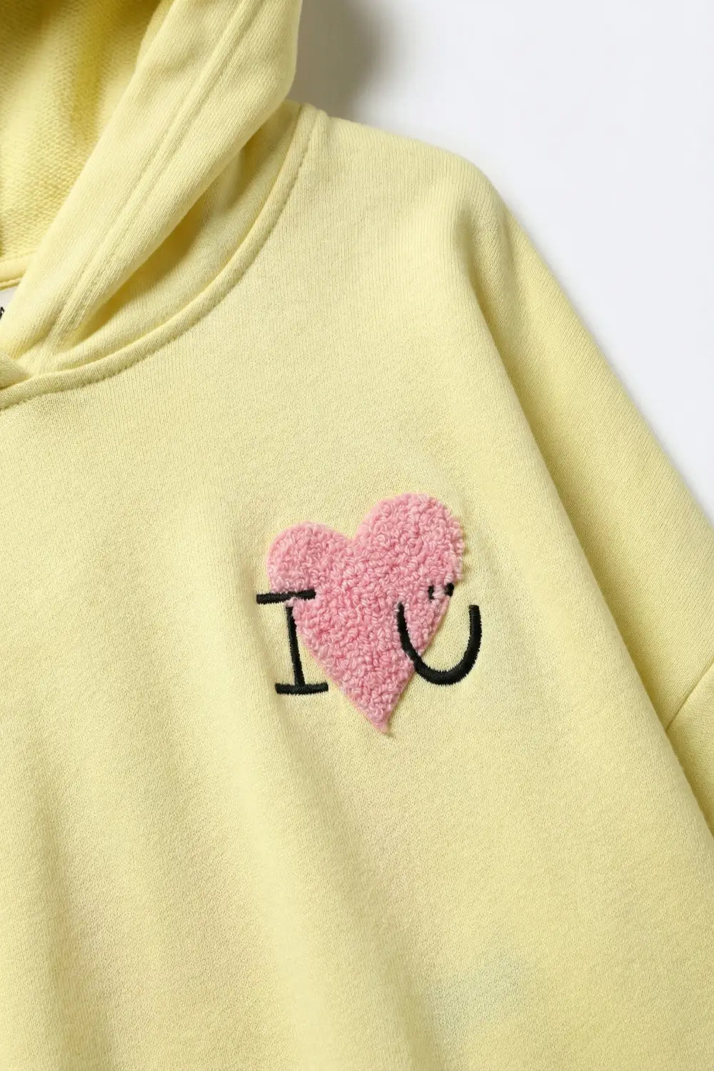 Yellow Super-Soft Hoodie with Bouclé Heart Graphic - YELLOW / ONE - Sweaters
