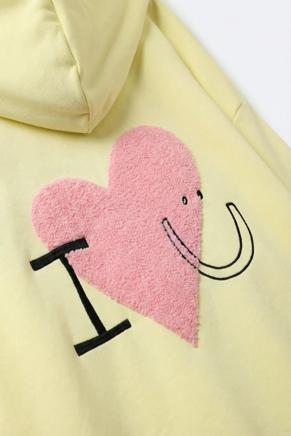 Yellow Super-Soft Hoodie with Bouclé Heart Graphic - YELLOW / ONE - Sweaters