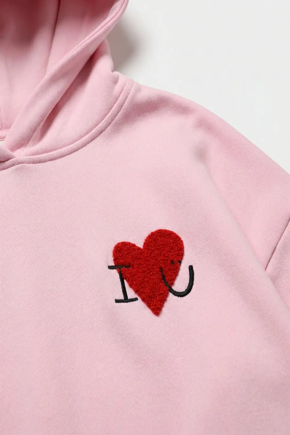 Baby pink Super-Soft Hoodie with Bouclé Heart Graphic - PINK / ONE - Sweaters