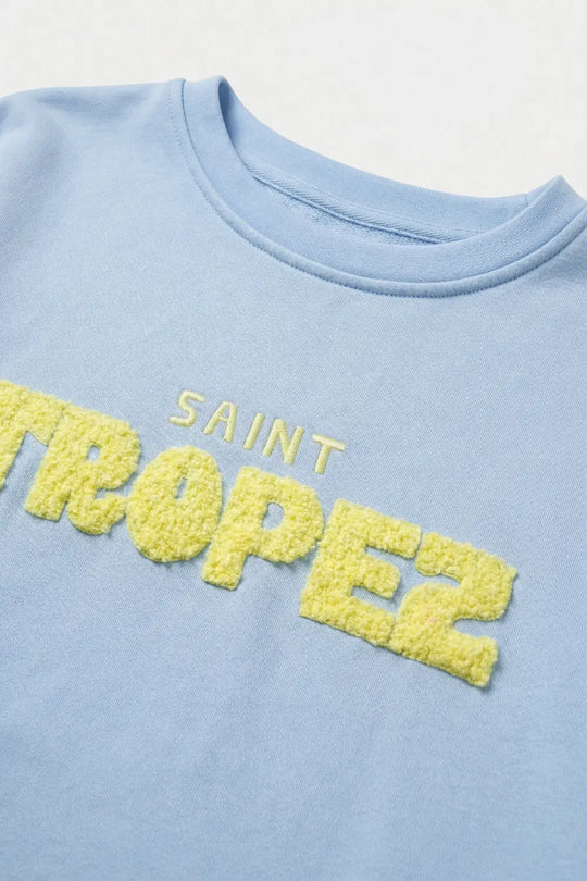 Saint Tropez Embroidered baby Blue Sweatshirt - BLUE / ONE - Sweaters