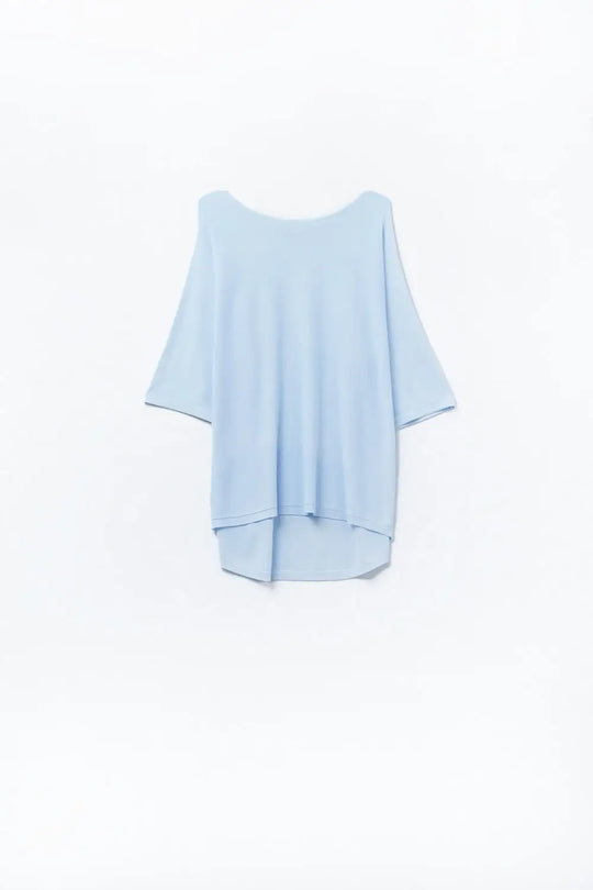 Light Blue Oversized sweater with Elbow-Length Sleeves - BLUE / ONE - Sweaters