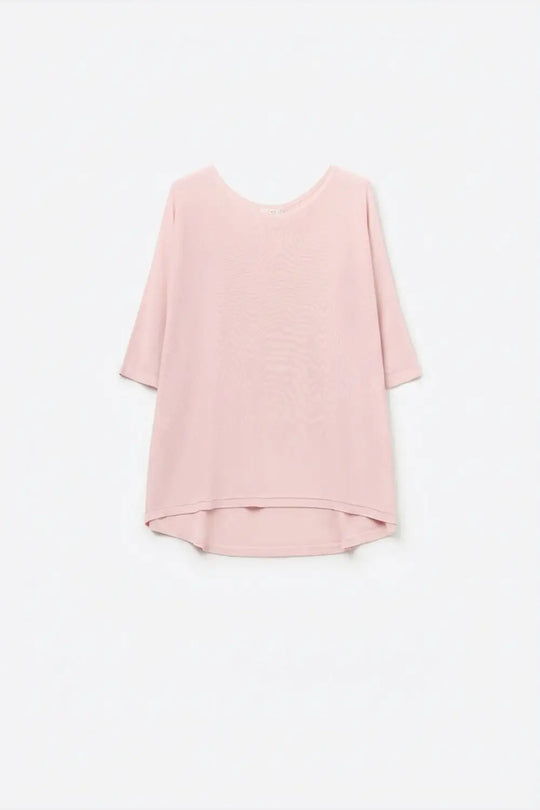 Oversized sweater in Pink with Elbow-Length Sleeves - PINK / ONE - Sweaters