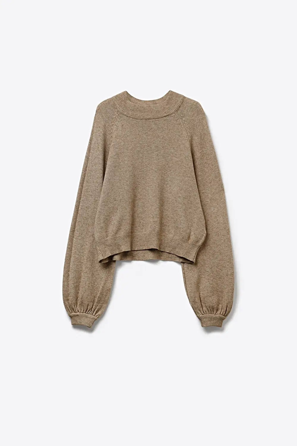Beige Chunky Knit Sweater with Balloon Sleeves - BEIGE / ONE - Sweaters