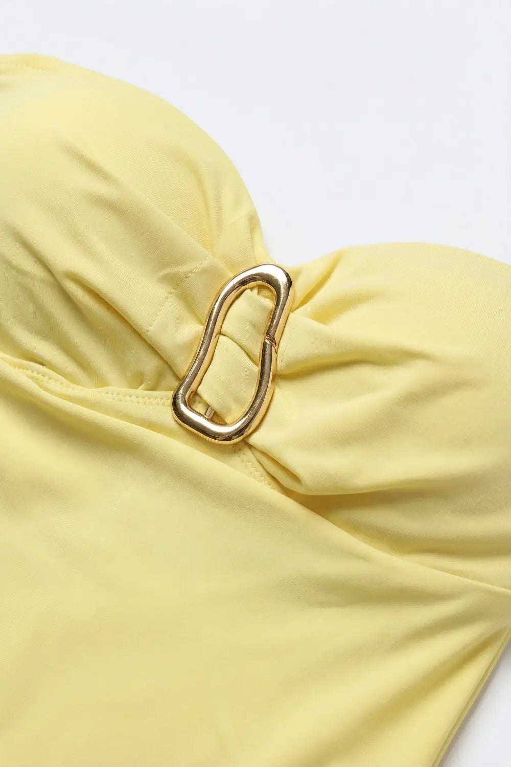 Yellow Strapless Bodysuit with Buckle Detail - Tops