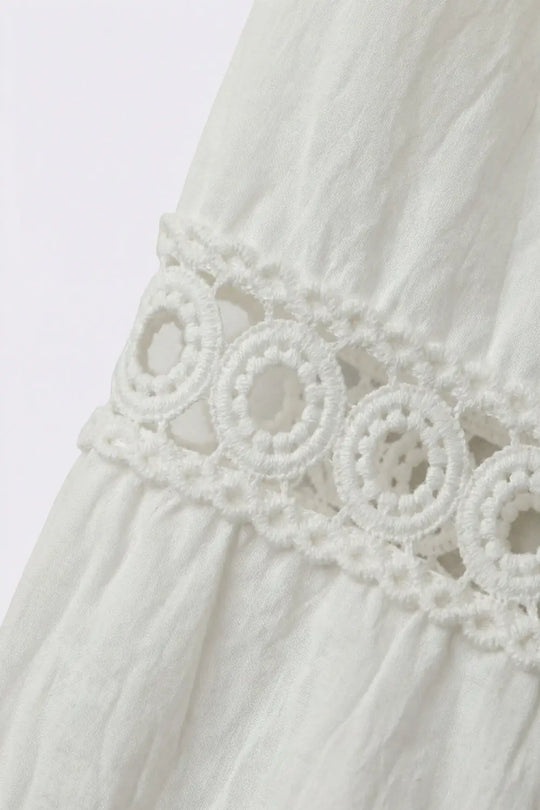 Lace chrochet Detail Button-Front Blouse in white - Shirts