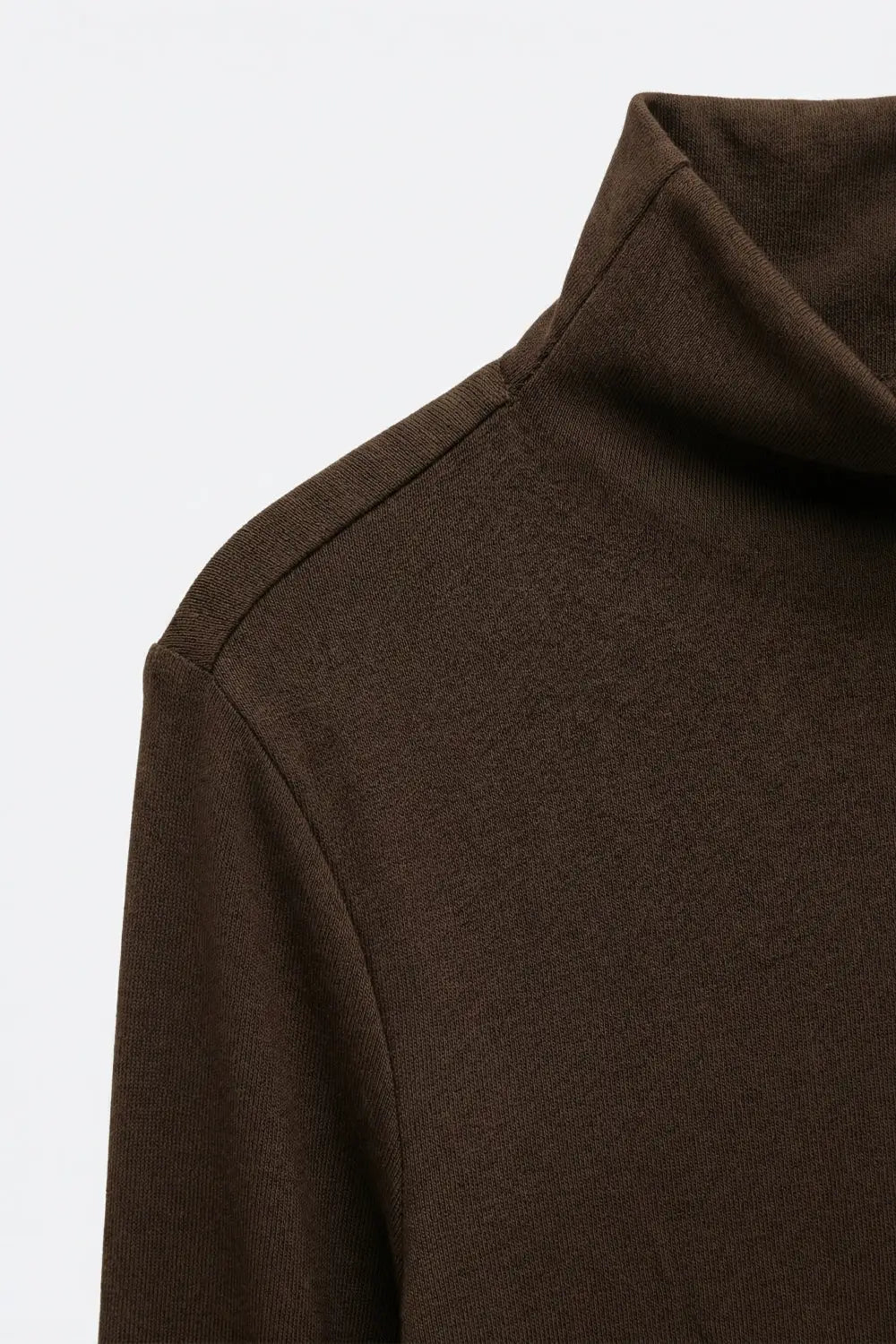 Brown Turtleneck t-shirt in soft stretch fabric - T-Shirts