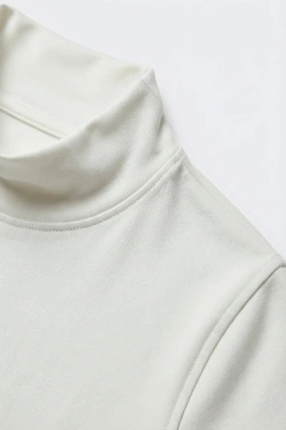 Short Sleeve Mock Neck Top in white color