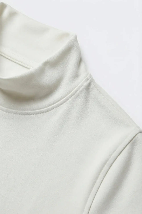 Short Sleeve Mock Neck Top in white color