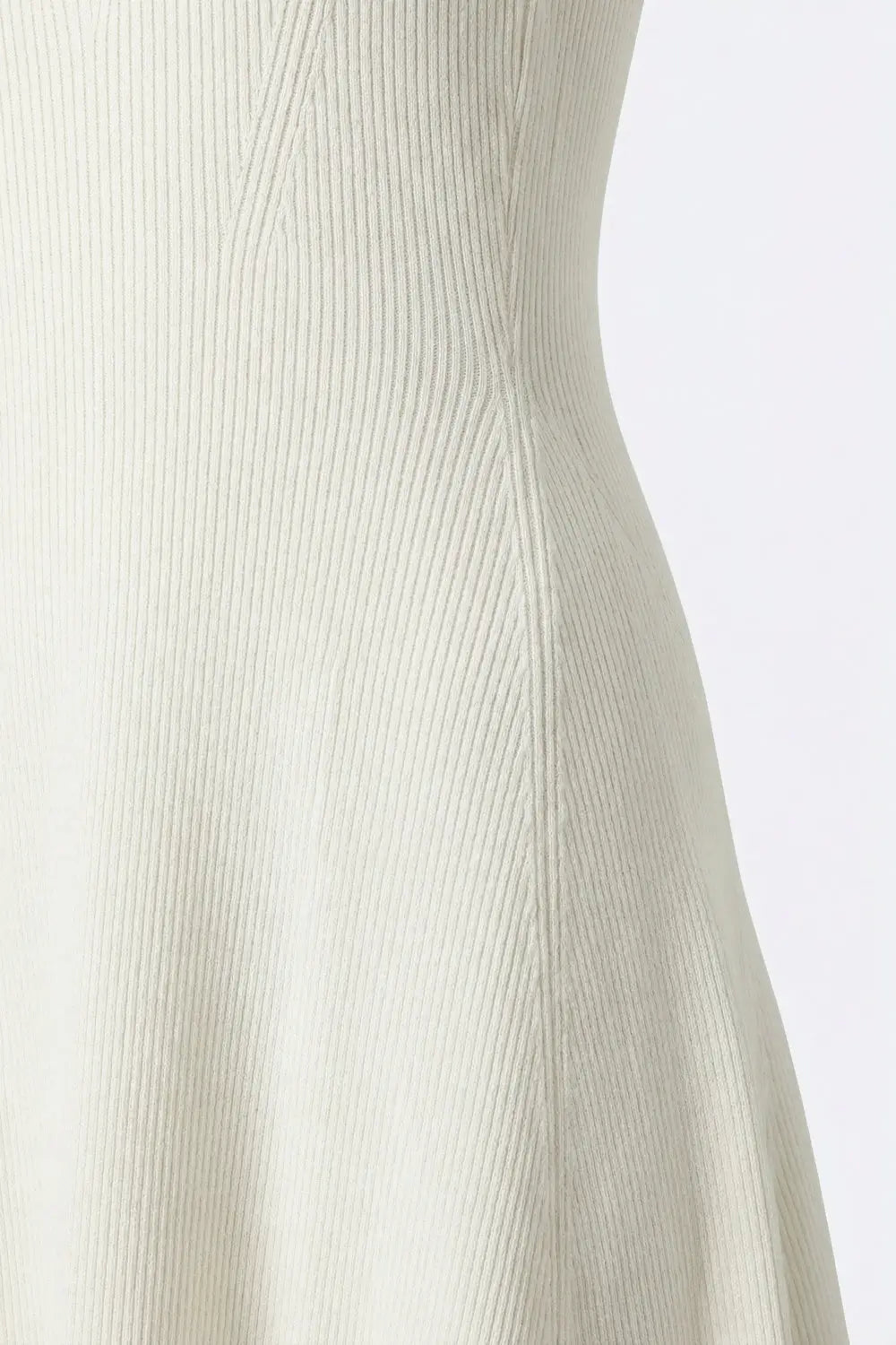 White Ribbed Knit Sleeveless Fit and Flare Dress - Dresses