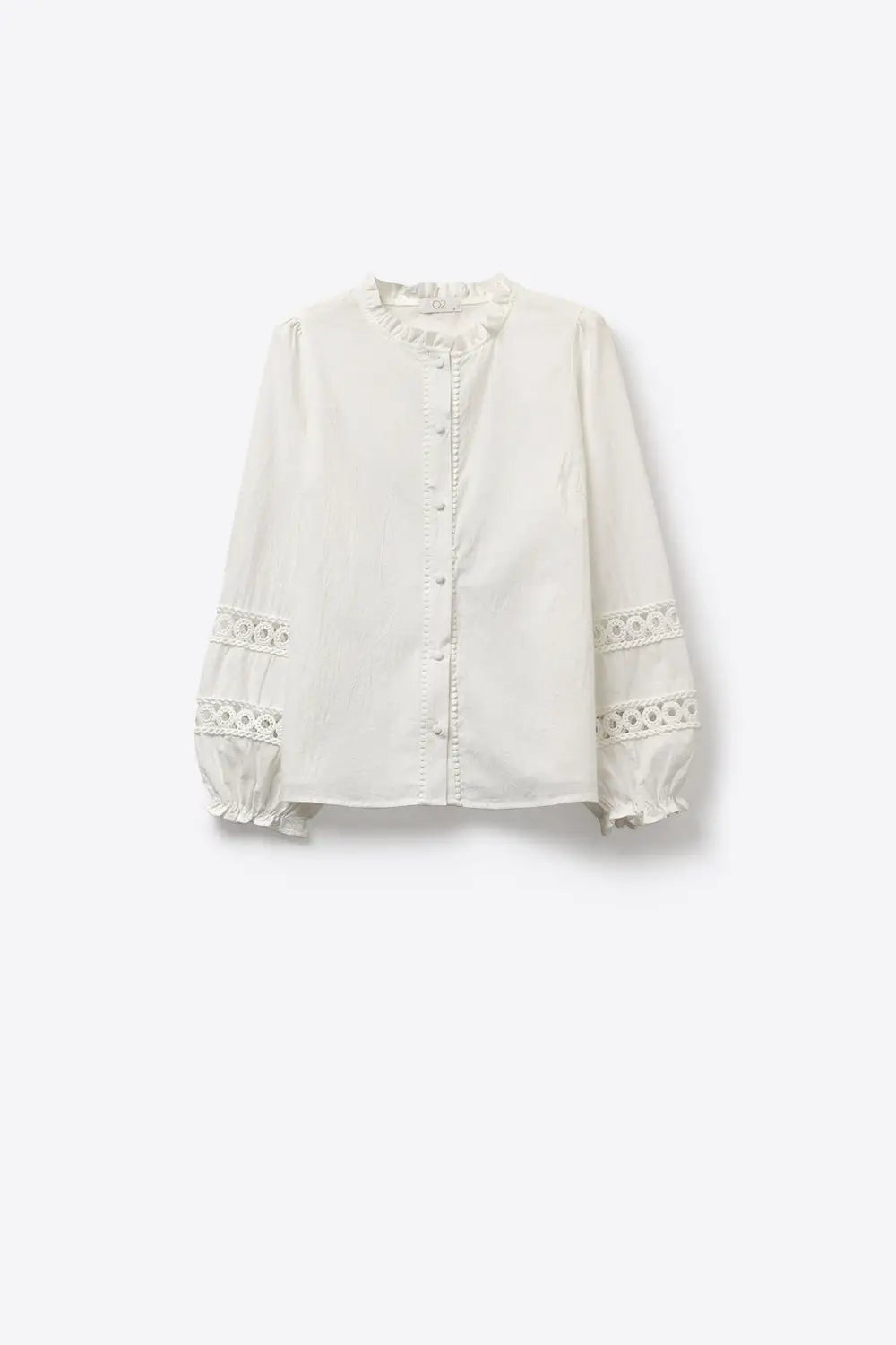 Lace chrochet Detail Button-Front Blouse in white - Shirts