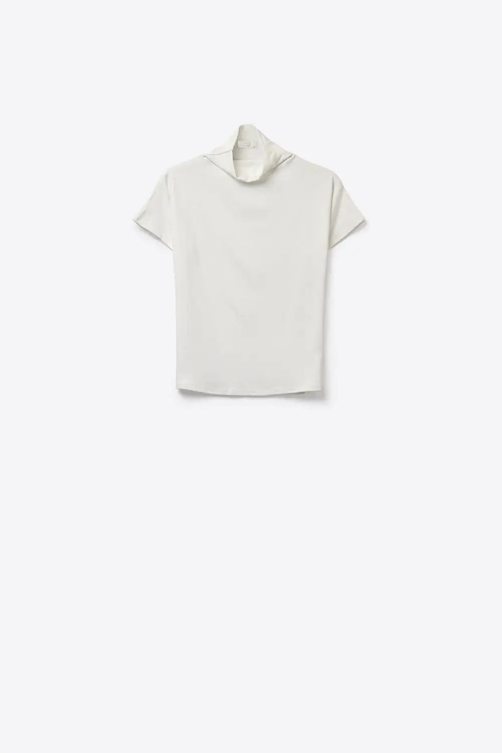 Short Sleeve Mock Neck Top in white color