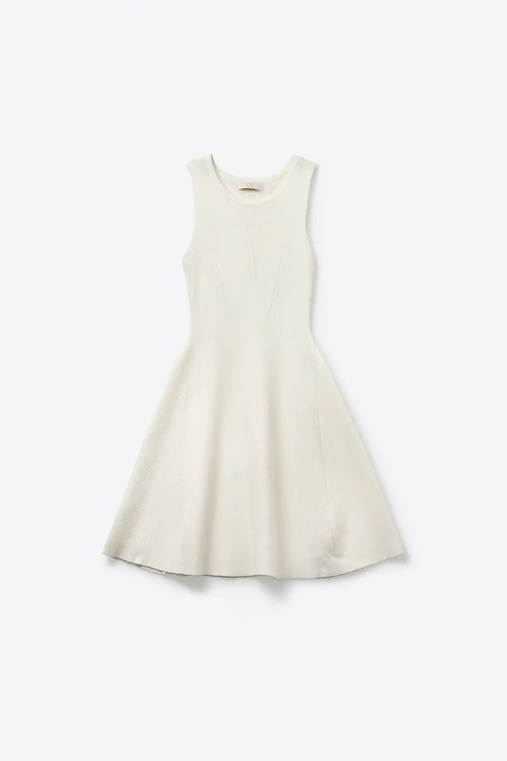 White Ribbed Knit Sleeveless Fit and Flare Dress - Dresses